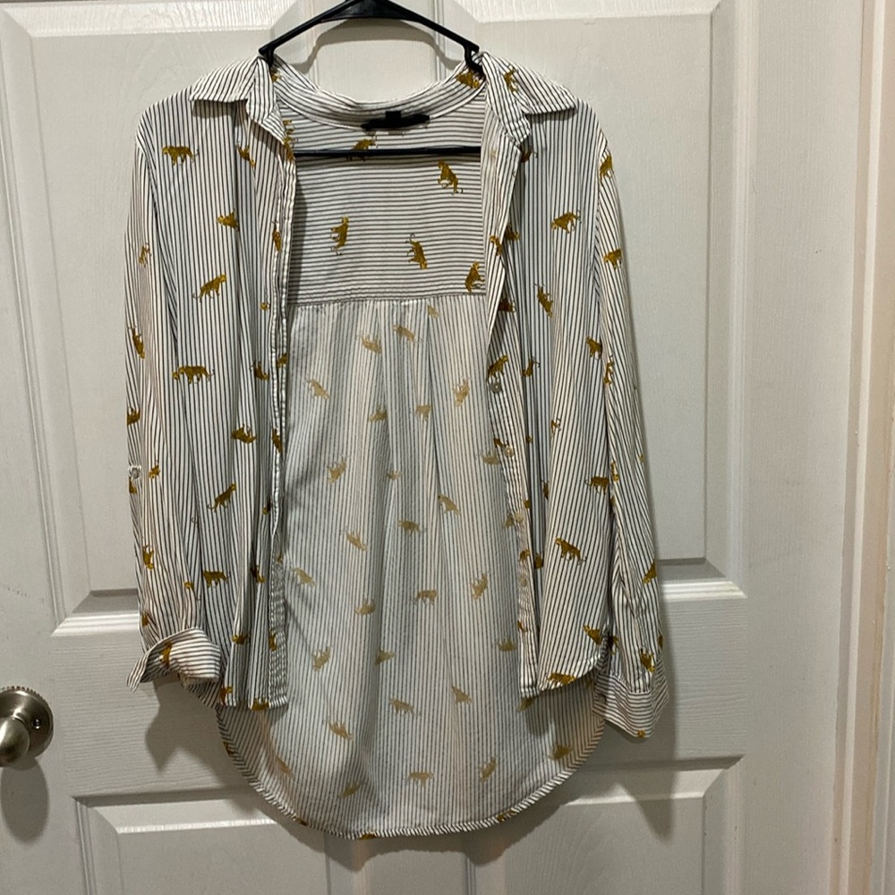 Animal print button up